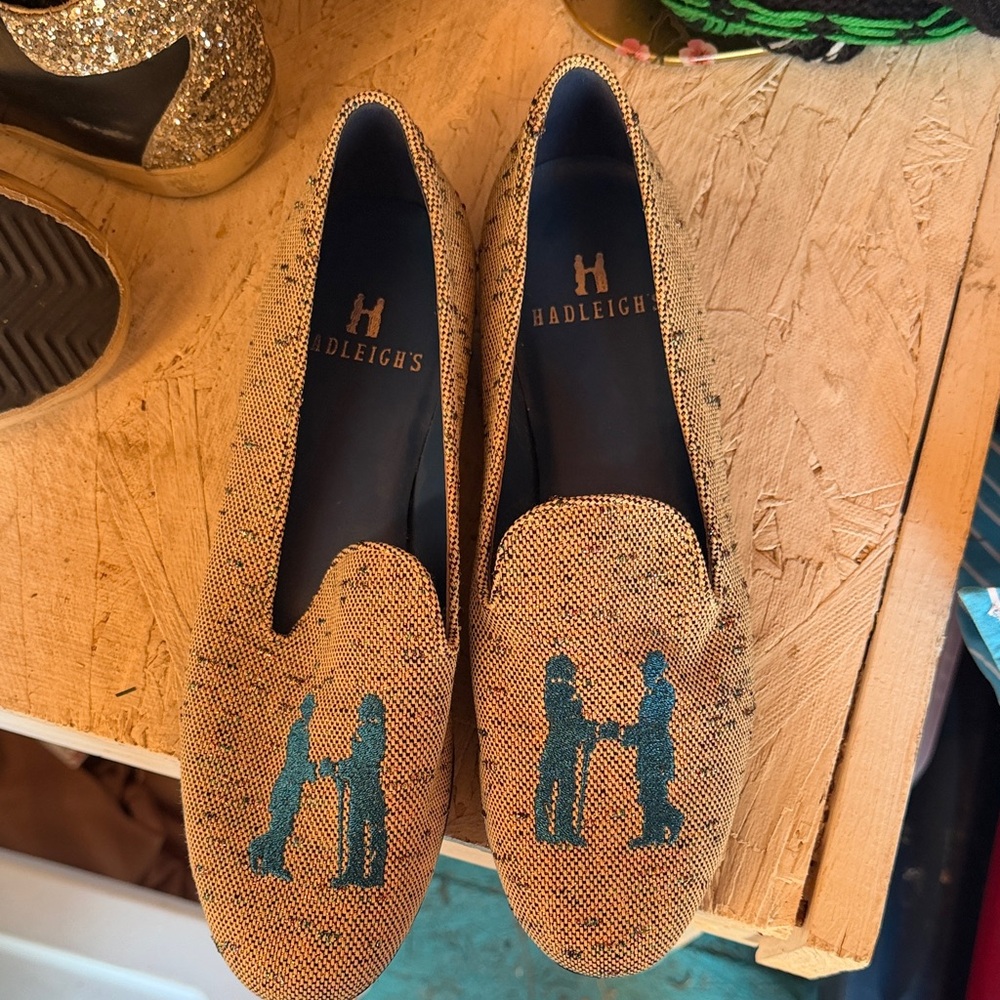 Hadleighs glitter loafers with Blue Silhouette Design